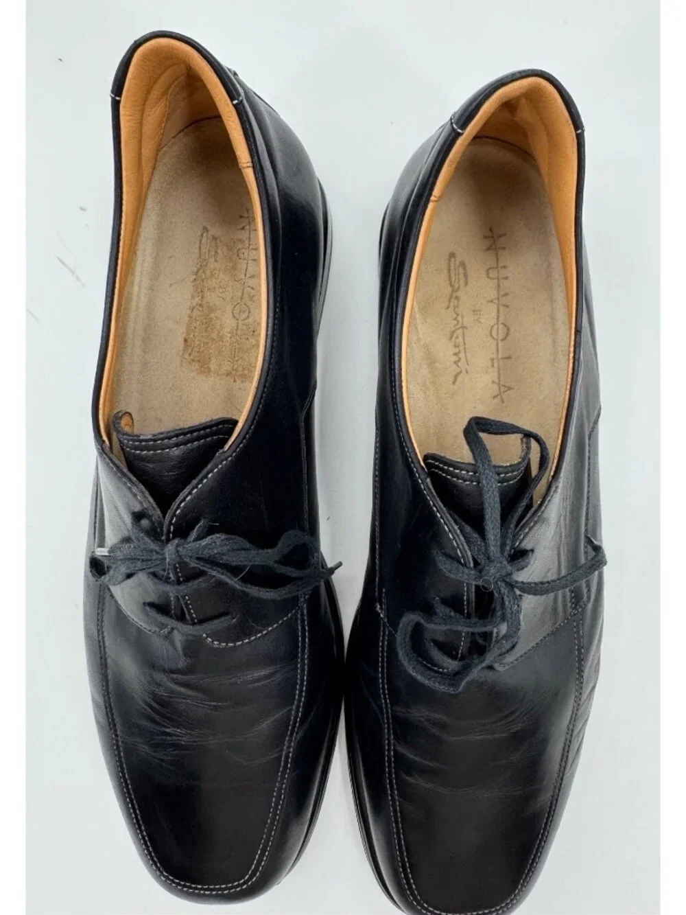 Nuvola By Santoni Mens Black Leather Lace-Up Dress Shoes Size 11 D
